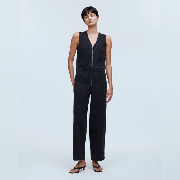 Madewell Pants - NWT Madewell Denim Zip-Front Sleeveless Jumpsuit in Tarrybrook Wash - 6 - Black
